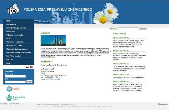 strona www Polskiej Izby Przemysłu Chemicznego 